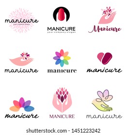 Set of vector logo templates for manicure and nail salon