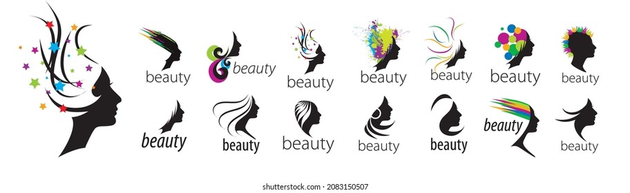 A set of vector logos for a beauty salon on a white background