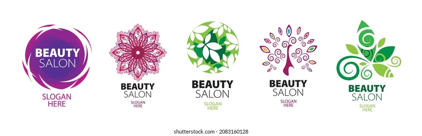 A set of vector logos of a beauty salon on a white background