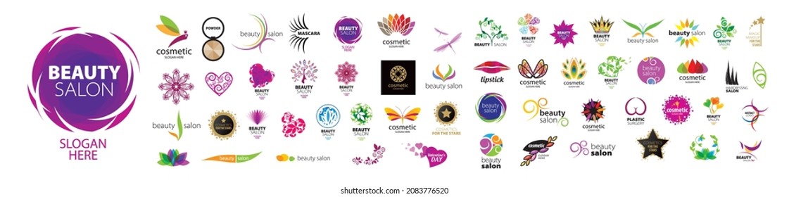Un conjunto de logos vectoriales de un salón de belleza sobre un fondo blanco