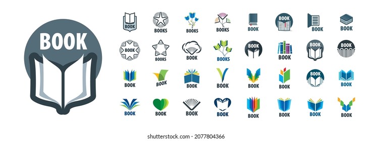 Un conjunto de logos vectoriales de libros sobre fondo blanco