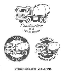 Set of vector logos with concrete truck.