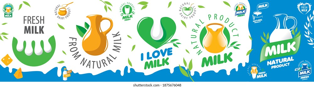 Set of vector logos of dairy products and milk