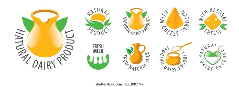 A set of vector logos of Dairy products on a white background