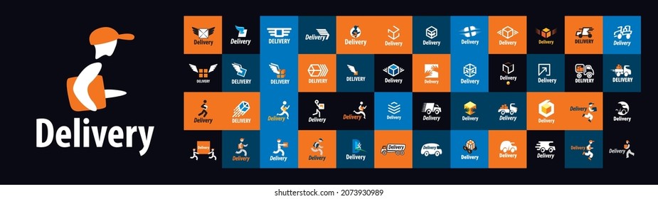 A set of vector logos Delivery on different color backgrounds