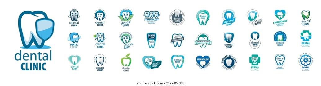 Un conjunto de logotipos vectores Dentisterio en un fondo blanco