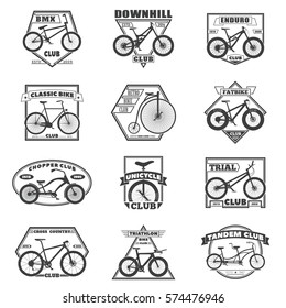 Set of vector logos of different Cycling club.