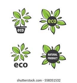 set of vector logos eco products