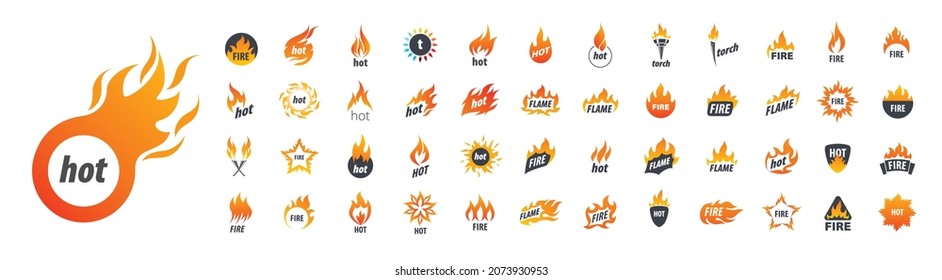 A set of vector logos Fire on a white background