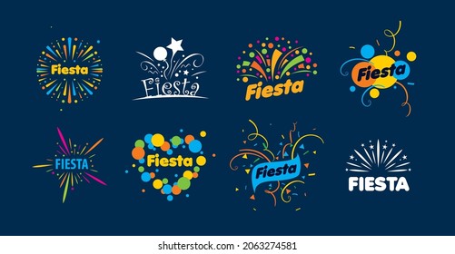 A set of vector logos with fireworks