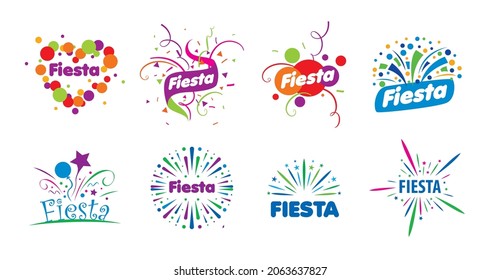 A set of vector logos with fireworks