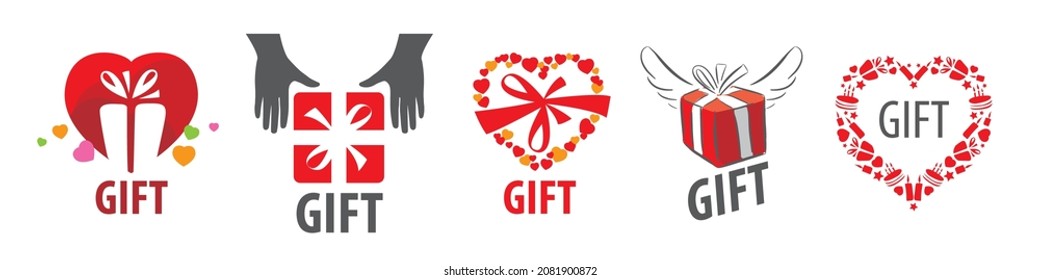 A set of vector logos Gift on a white background