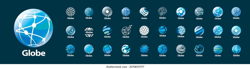 A set of vector logos of the Globe on a gray background
