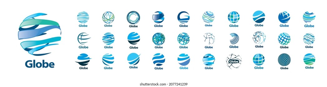 A set of vector logos of the Globe on a white background