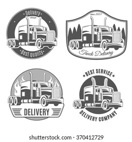 Set of vector logos with hard-trucks.