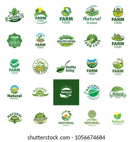 set of vector logos healthy food