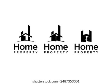 set of vector logos House with door logo design vector sign