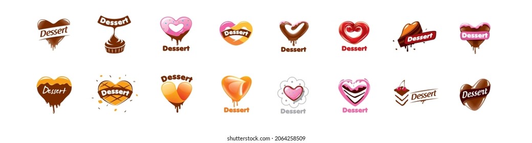 A set of vector logos with the image of desserts