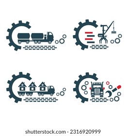 Eine Reihe von Vektorlogos von Industrie und Verkehr.