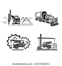 Un conjunto de logotipos vectores de la industria y el transporte.