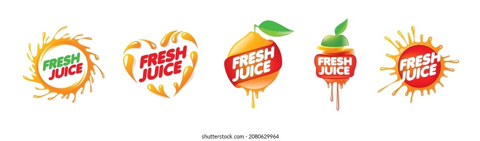 A set of vector logos with juice splashes