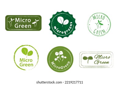 Set of vector logos of microgreens. Healthy food concept, organic food symbol design.