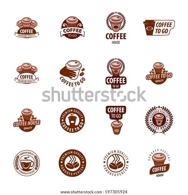 Set Vector Logos Natural Coffe Stock Vector (Royalty Free) 597305924 ...