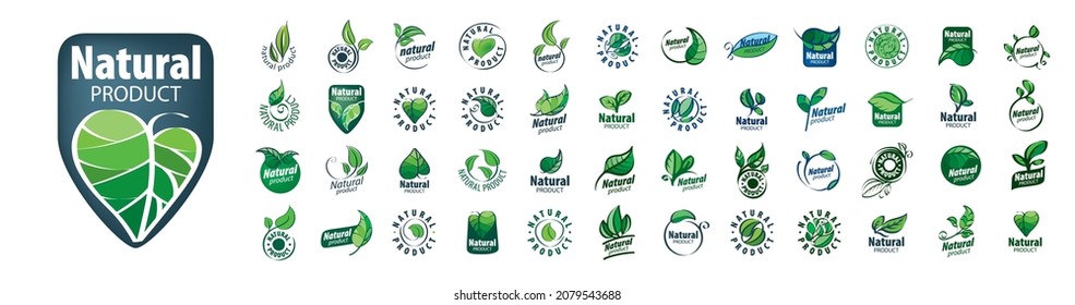 A set of vector logos of a natural product on a white background
