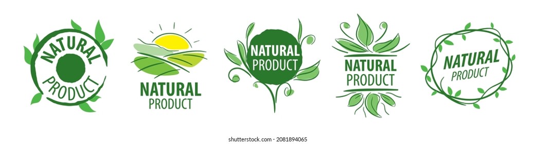 A set of vector logos of a natural product on a white background
