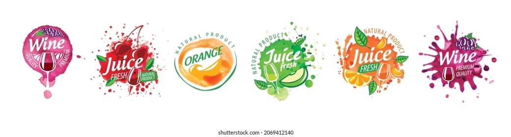 Un conjunto de logotipos vectoriales con pinturas de jugo