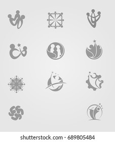Set of vector logos of people and family