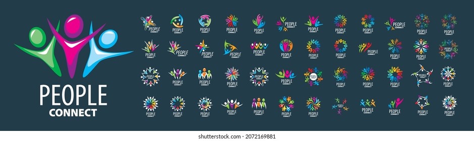 A set of vector logos of People on a gray background