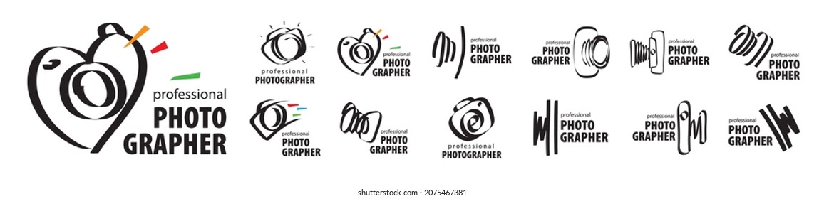 A set of vector logos for the photographer on a white background