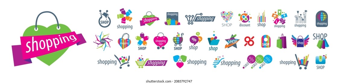 A set of vector logos Shopping on a white background