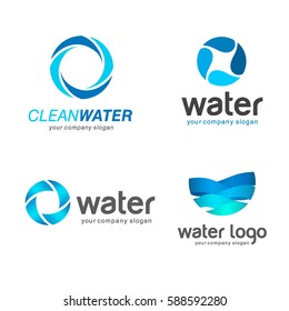 Set of vector logos. Sign for cleaning pipes and sewage systems, water filters. Clean water  