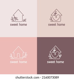 Satz von Vektorlogos. Sweet Home abstrakte Symbole.