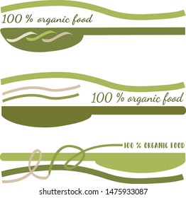 Set of vector logos templates, restaurant menu design elements  healthy food and organic products.