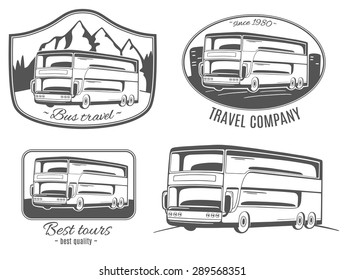 Set of vector logos with tourist bus.