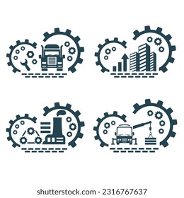 Eine Reihe von Vektorlogos von Transport und Industrie.