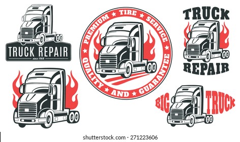 Set Of Vector Logos Truck Repair.