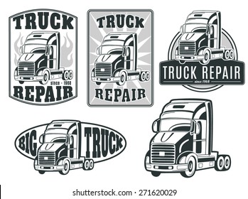 Set of vector logos. Truck repair.