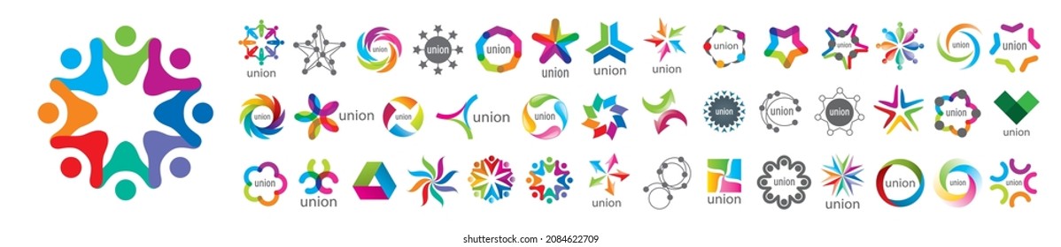 A set of vector logos of the union on a white background