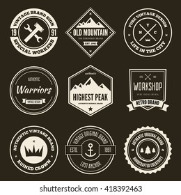 Set of vector logotypes elements, icons, symbols, labels, badges and silhouettes