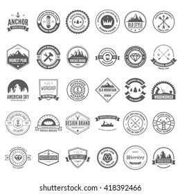 Set of vector logotypes elements, icons, symbols, labels, badges and silhouettes