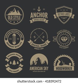 Set of vector logotypes elements, icons, symbols, labels, badges and silhouettes