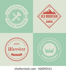 Set of vector logotypes elements, icons, symbols, labels, badges and silhouettes