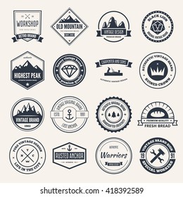 Set of vector logotypes elements, icons, symbols, labels, badges and silhouettes