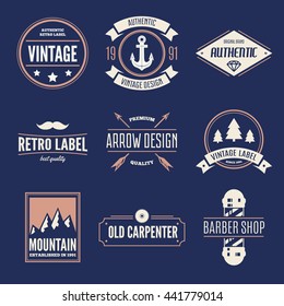 Set of vector logotypes elements, icons, symbols, labels, badges and silhouettes