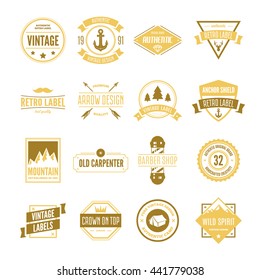 Set of vector logotypes elements, icons, symbols, labels, badges and silhouettes