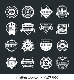 Set of vector logotypes elements, icons, symbols, labels, badges and silhouettes